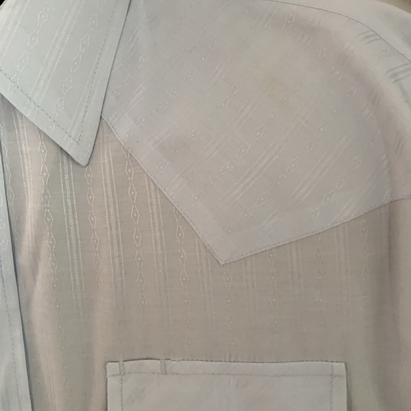 Ely Cattleman Pale Blue Western Pearl Snap Short Sleeve Shirt L/16.5 - Picture 3 of 6